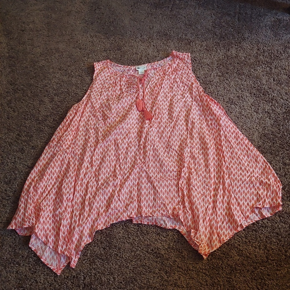 Stylus peachy/orange asymmetrical tank shirt